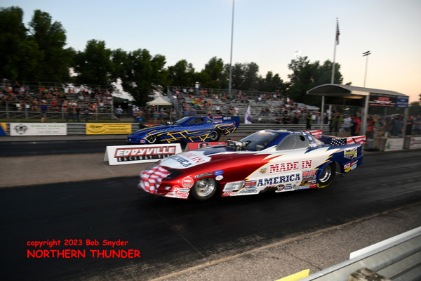 Tom Furches - 'Made In America' (near lane) 
vs Steve Griboksi - 'Mile-High Express' (far lane)